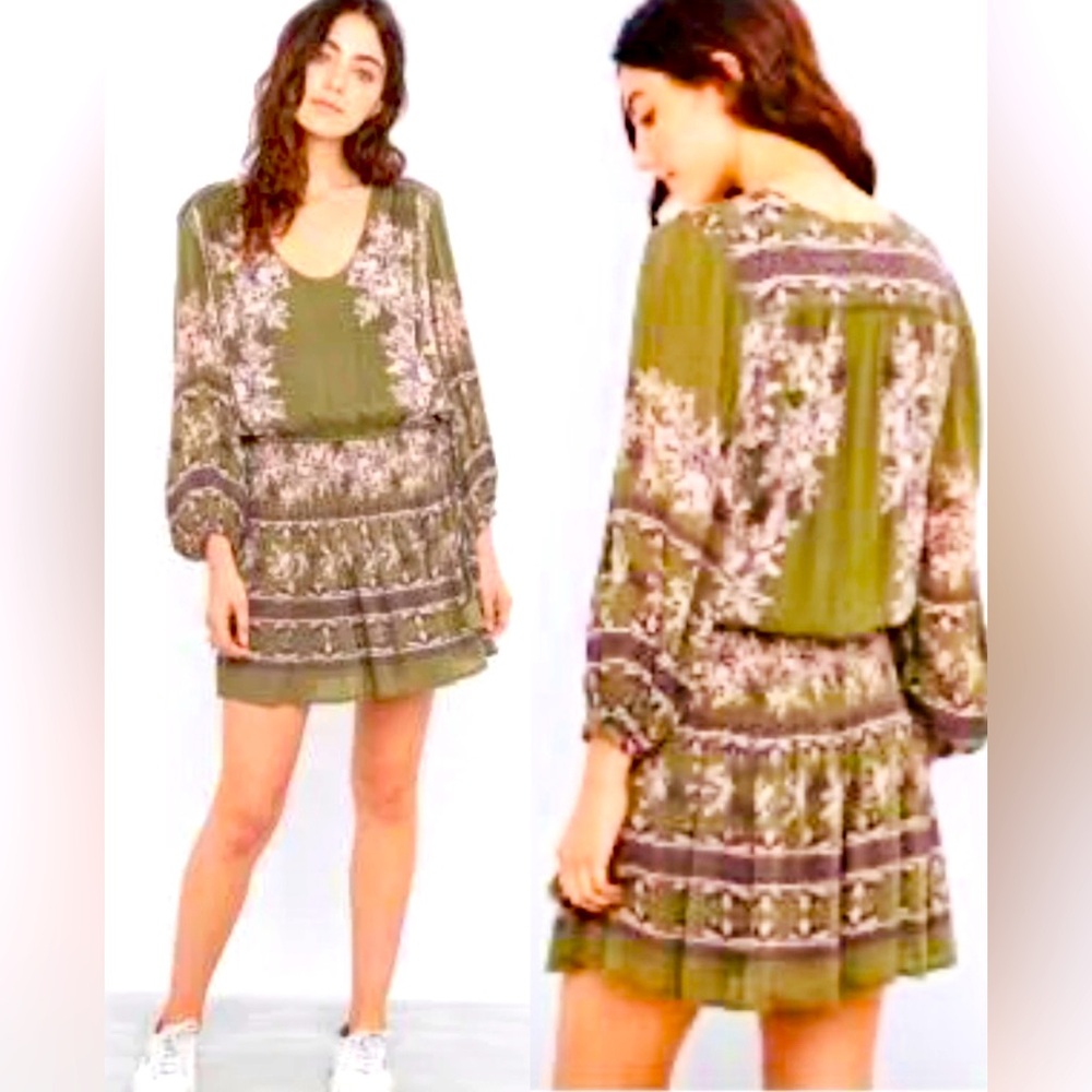 Free People Olive Floral Mini Dress